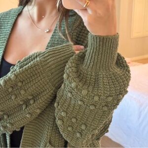 Madewell Bobble Women's Green Sage Knit Cotton Cardigan Size Medium
